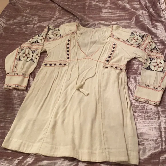 free people embroidered tunic dress Vintage Silk Embroidered Tunic Dress with Obi Sash Selected by Atlantic Vintage